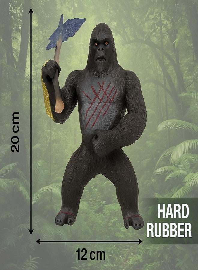DTR Creation Hard Rubber Gorilla Action Figure Toy for Kids | 20 cm Jungle King Collectible Model | Grey-Black Animal Figurine | Durable Monster for Boys | Gift & Display Toy for Children - Image 4